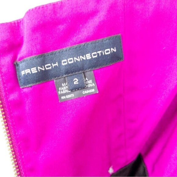 French Connection Womens Size 2 Magenta Charcoal Strapless Mini Dress Colorblock - Picture 7 of 9